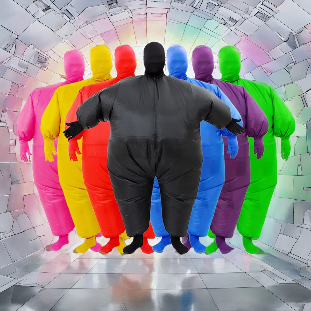 RHYTHMARTS Black Inflatable Costume Full Body Suit Halloween Christmas Costumes Fancy Dress Adult (Black)