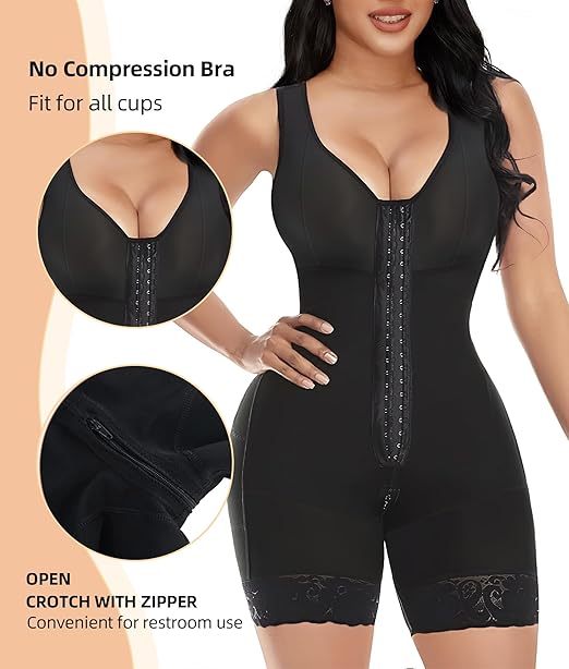 UnderYours Fajas Colombianas Shapewear for Women Tummy Control Post Surgery Full Body Shaper Butt Lifter with Zipper Crotch
