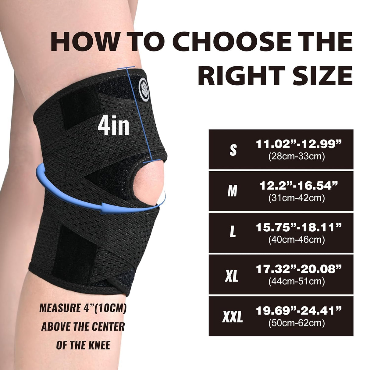 Knee Brace with Side Stabilizers for Knee Pain, Adjustable Knee Support for Meniscus Tear ACL MCL Arthritis Injury Recovery, Breathable Knee Wrap for Men & Women, Workout, Sports (Black, X-Large)