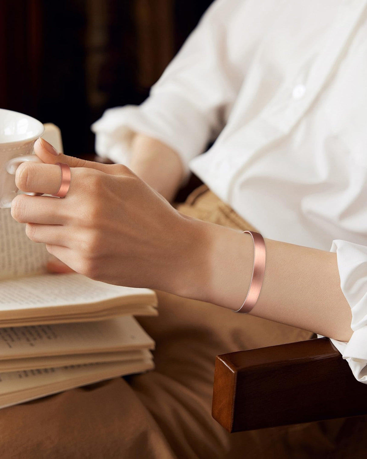BioMag Pure Copper Bracelet & Ring for Men Women, Handmade Tibetan Style