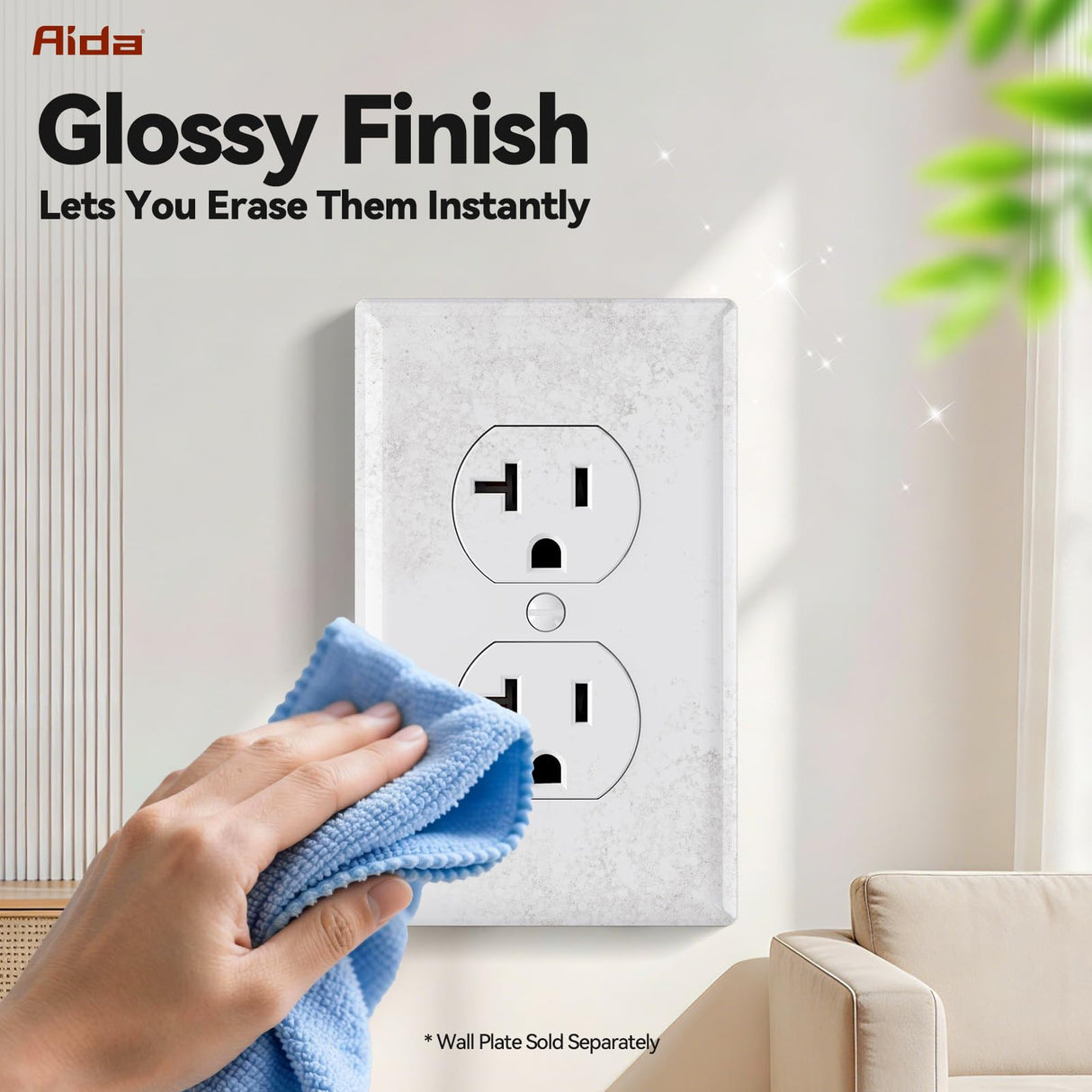 AIDA 20 Amps Outlets Duplex Electrical Receptacle Outlets, Electrical Outlet, 20Amp 125V Heavy-Duty Wall Outlet, Residential, 3-Wire, Self-Grounding, UL Listed, Side Wire (10 Pack, White)