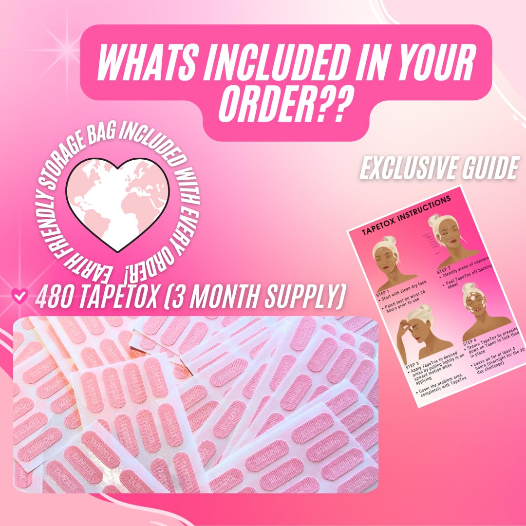 Face Tape for Wrinkles - Tape for Face - Instant Facelift for Women & Men - Anti-Wrinkle Lifting Strips - Forehead & Eye Wrinkle Remover - Tape Tox Pre-Cut Face Strips - Skin Tightening Patches