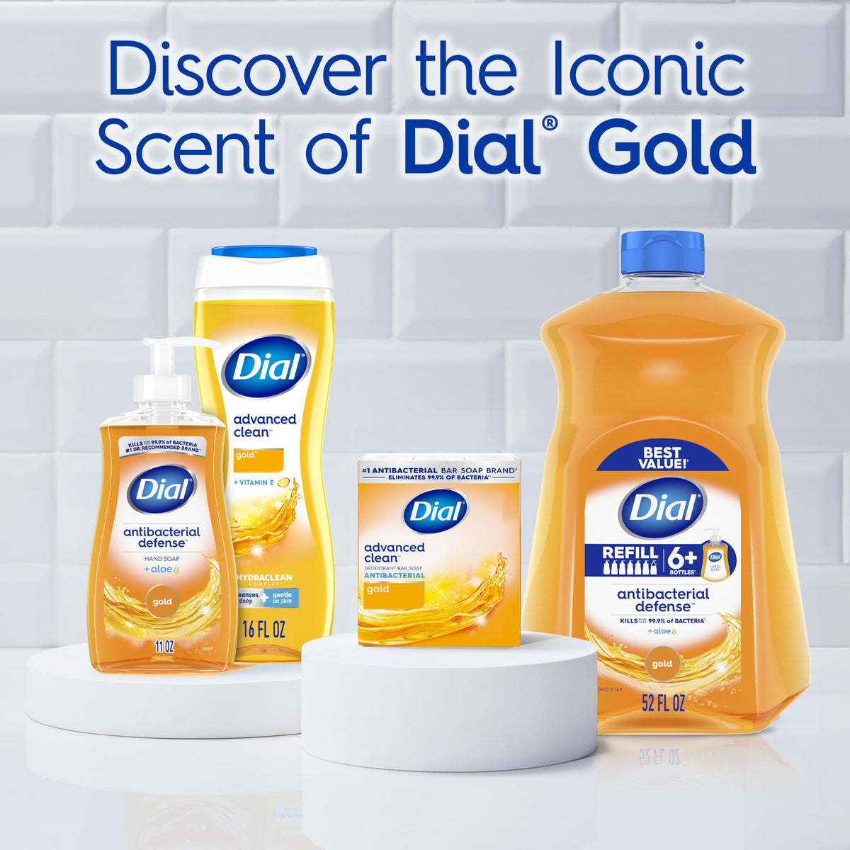 Dial Antibacterial Deodorant Bar Soap, Gold, 4 Oz, 32 Bars