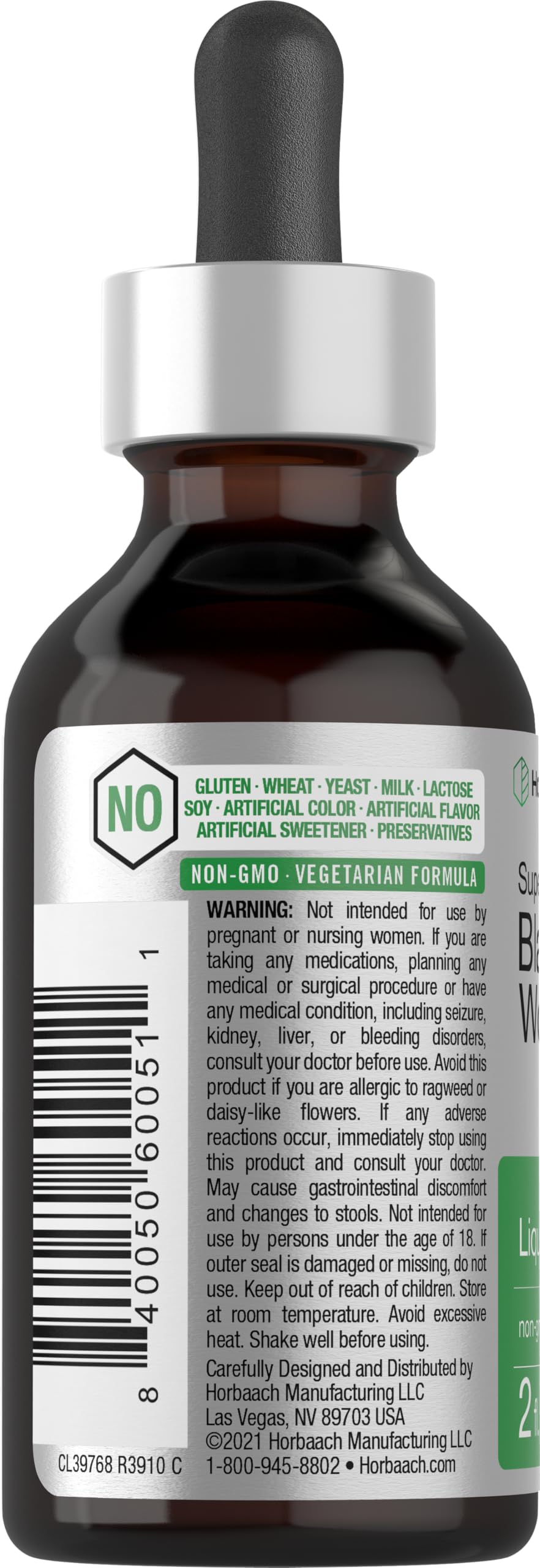 Horbäach Black Walnut Wormwood Liquid Extract | 2 fl oz | Alcohol Free Tincture | Vegetarian, Non-GMO & Gluten Free