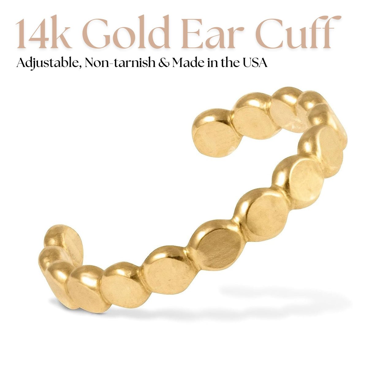 Nova Gold Filled Ear Cuff | Adjustable Ear Cuff | Non Pierced | 10mm | Handmade | 14K Gold | Cartilage Piercing | Smooth Design