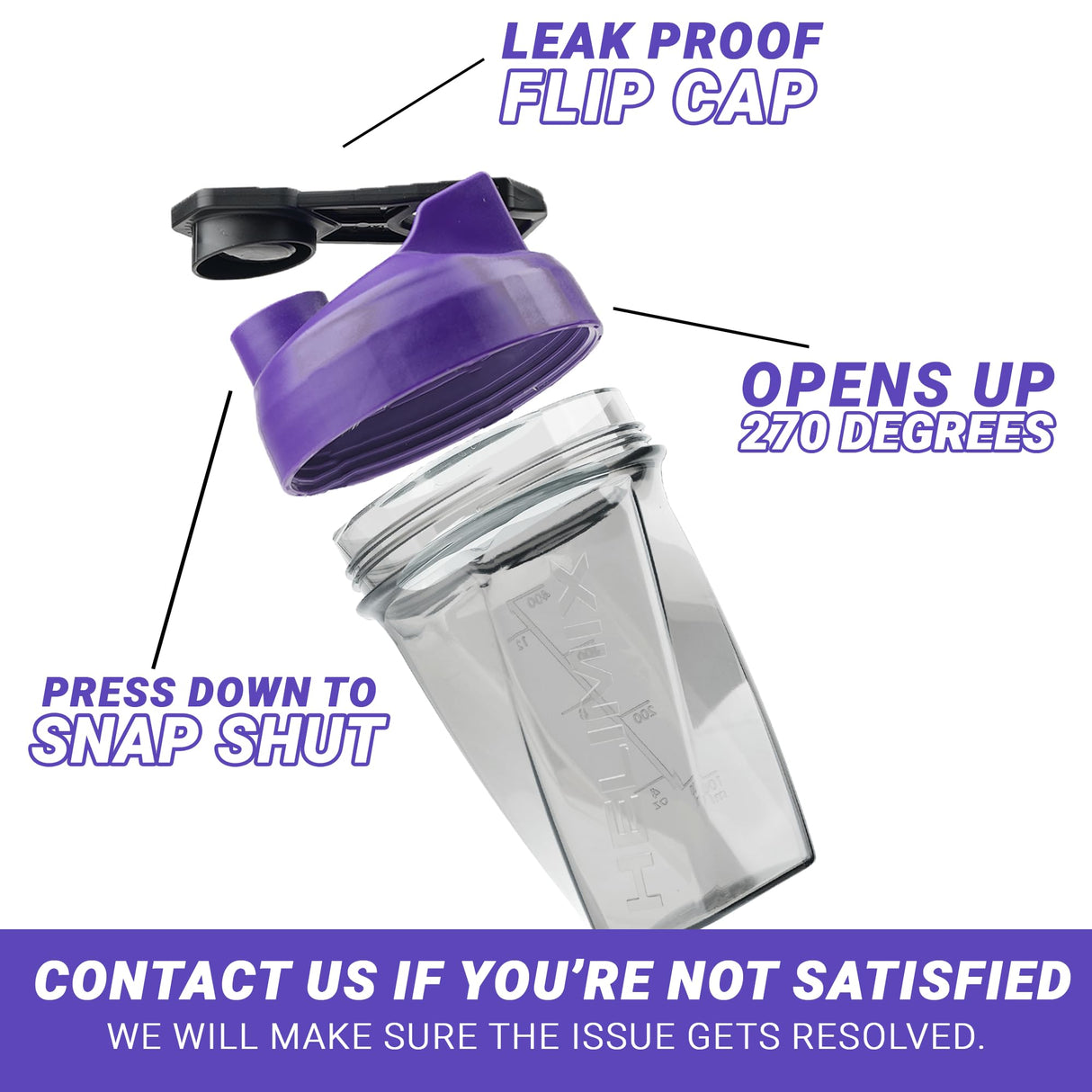 HELIMIX 1.5 Vortex Blender Shaker Bottle Holds Upto 20oz | No Blending Ball or Whisk | USA Made | Portable Pre Workout Whey Protein Drink Shaker Cup | Mixes Cocktails Smoothies Shakes | Top Rack Safe