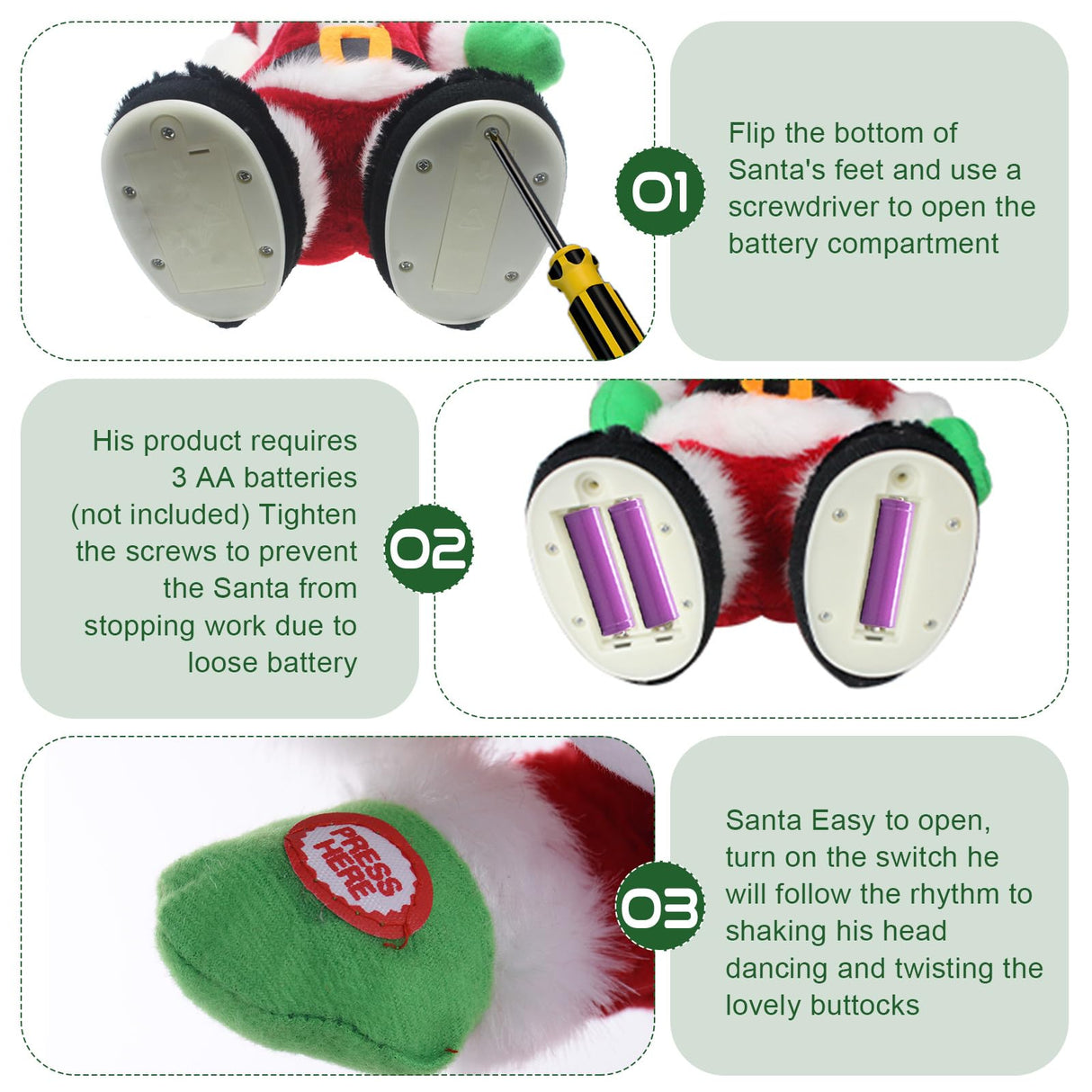 SdeNow Twerking Santa Claus,Booty Shaking Santa Dancing Santa Claus with Music Singing Animated Christmas Santa Toys for Kids- English Song