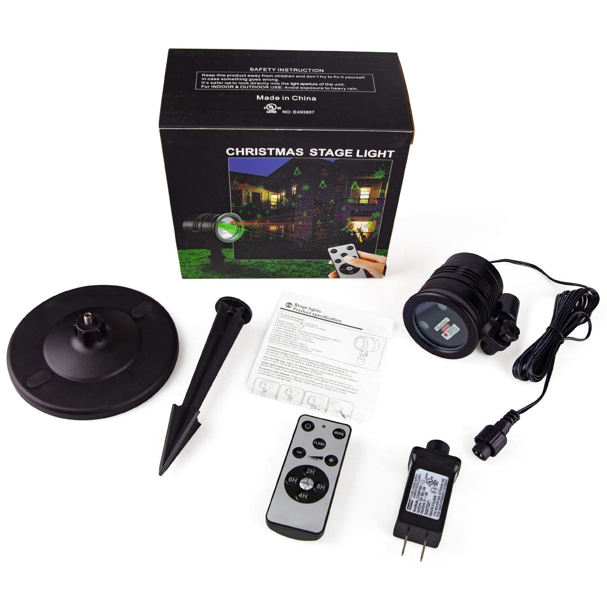 Christmas Laser Lights, Projector Lights Landscape Spotlight Red and Green Star Show with Christmas Decorative Patterns for Indoor Outdoor Garden Patio Wall