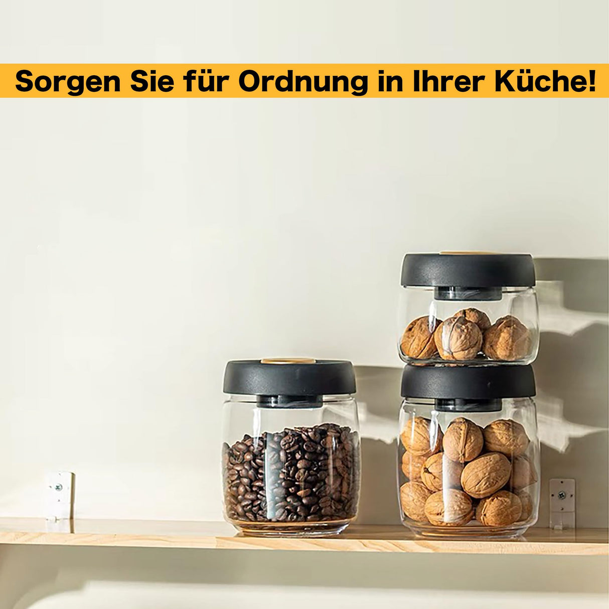 BelleLife Vorratsgläser mit Deckel Vakuumierbare Vorratsdose Kaffeedose 850ml 550ml Küche luftdicht Aufbewahrungsgläser, Gewürz-Spülmaschinenfest, aus Verstärktem Borosilikatglas