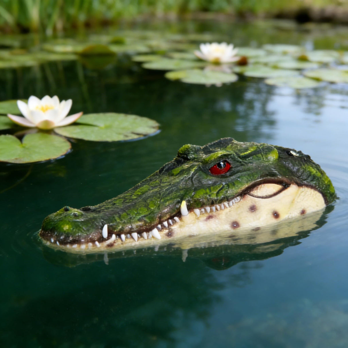 Benhurb Pond Floating Alligator Head Decoy, Pools Float Fake Gator Head Duck Detterent Crocodile Head Decoy for Koi Garden Yard Decoration Swimming Pool Animal Protector