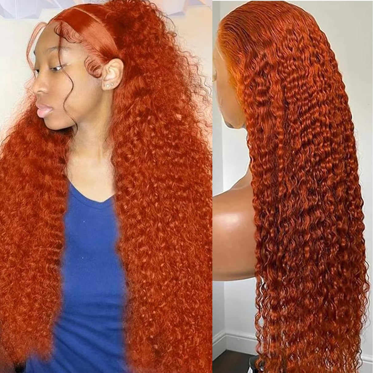 30 Inch Ginger Lace Front Wigs Human Hair 13x6 Deep Wave Wig Orange Ginger Wig Human Hair Pre Plucked 350 Deep Curly Hd Lace Front Wigs for Women 180% Density Wet Wavy Deep Curly Frontal Wigs