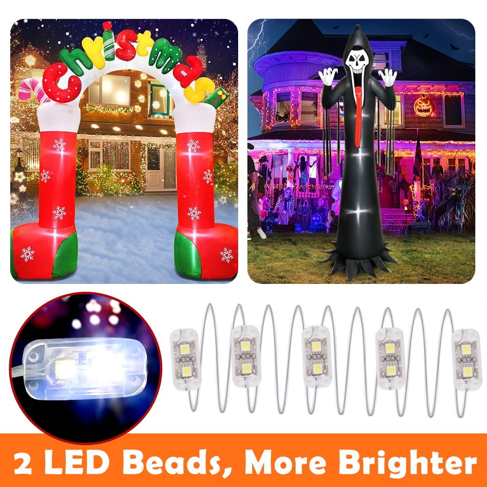 Inflatable Fan Replacement 12V 1.5A, Mini Air Blower Fan with 12V 2A Adapter and 5 LED Bulbs for Halloween Christmas Inflatable Outdoor Yard Decorations