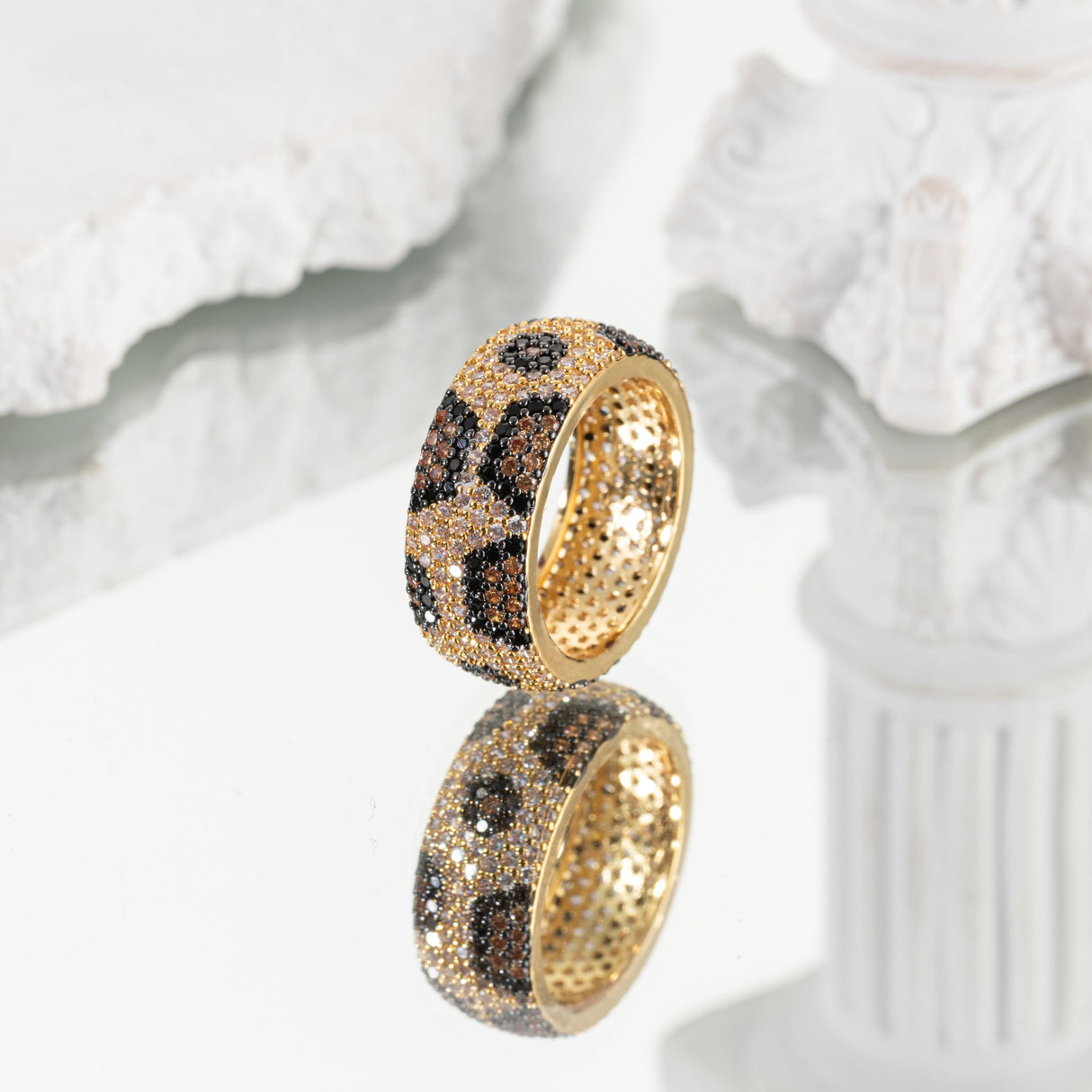 Mixcbe Animal Leopard Crystal Rings for Women Dainty Gold Leopard Print Cubic Zirconia Paving Stacking Rings, Gold Knuckle Women Rings Jewelry Size 8