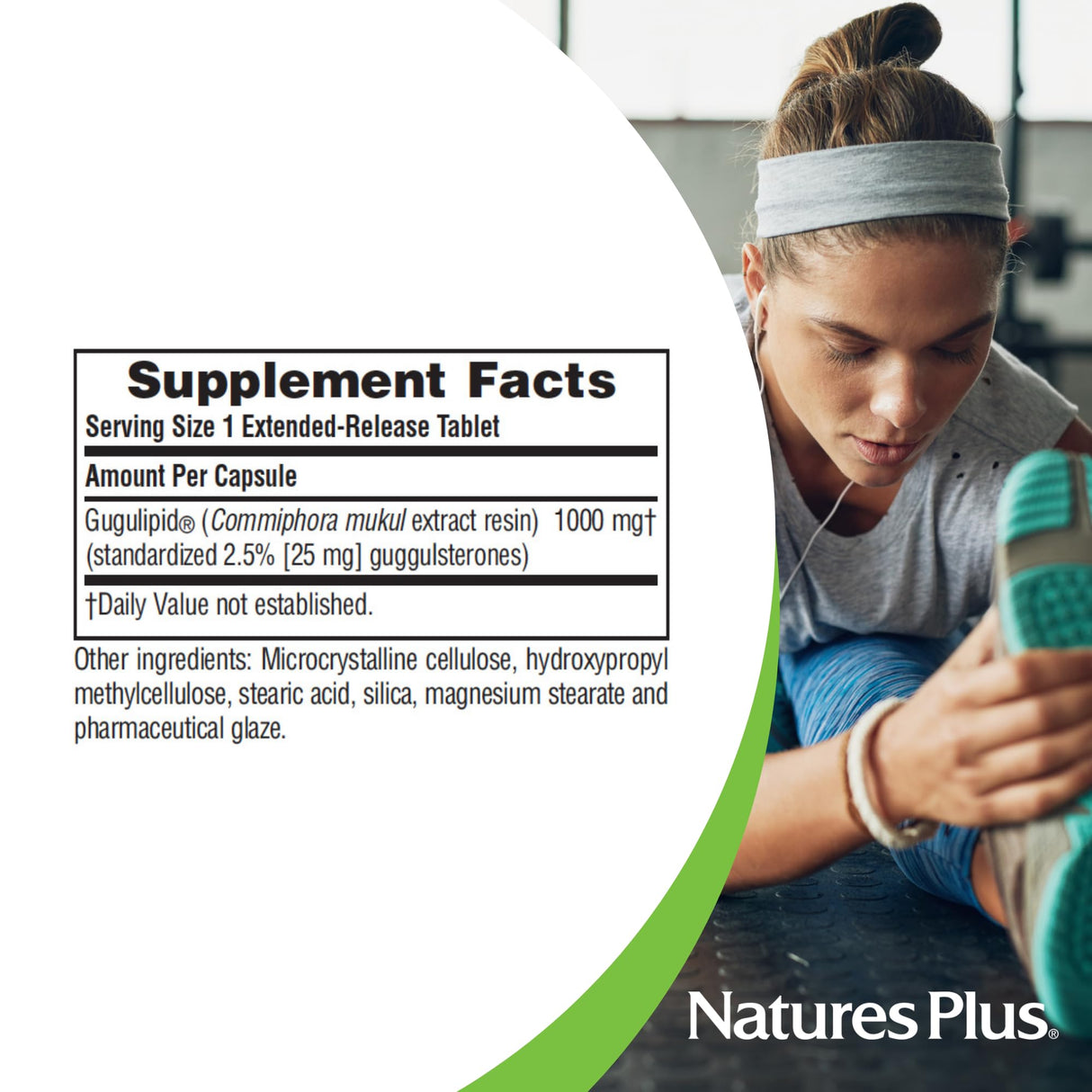 Natures Plus Herbal Actives Gugulipid, Extended Release- 1000 mg, 2.5% Guggulsterones - 30 Vegan Tablets - Ayurvedic Botanical Supplement - Vegetarian, Gluten-Free - 30 Servings