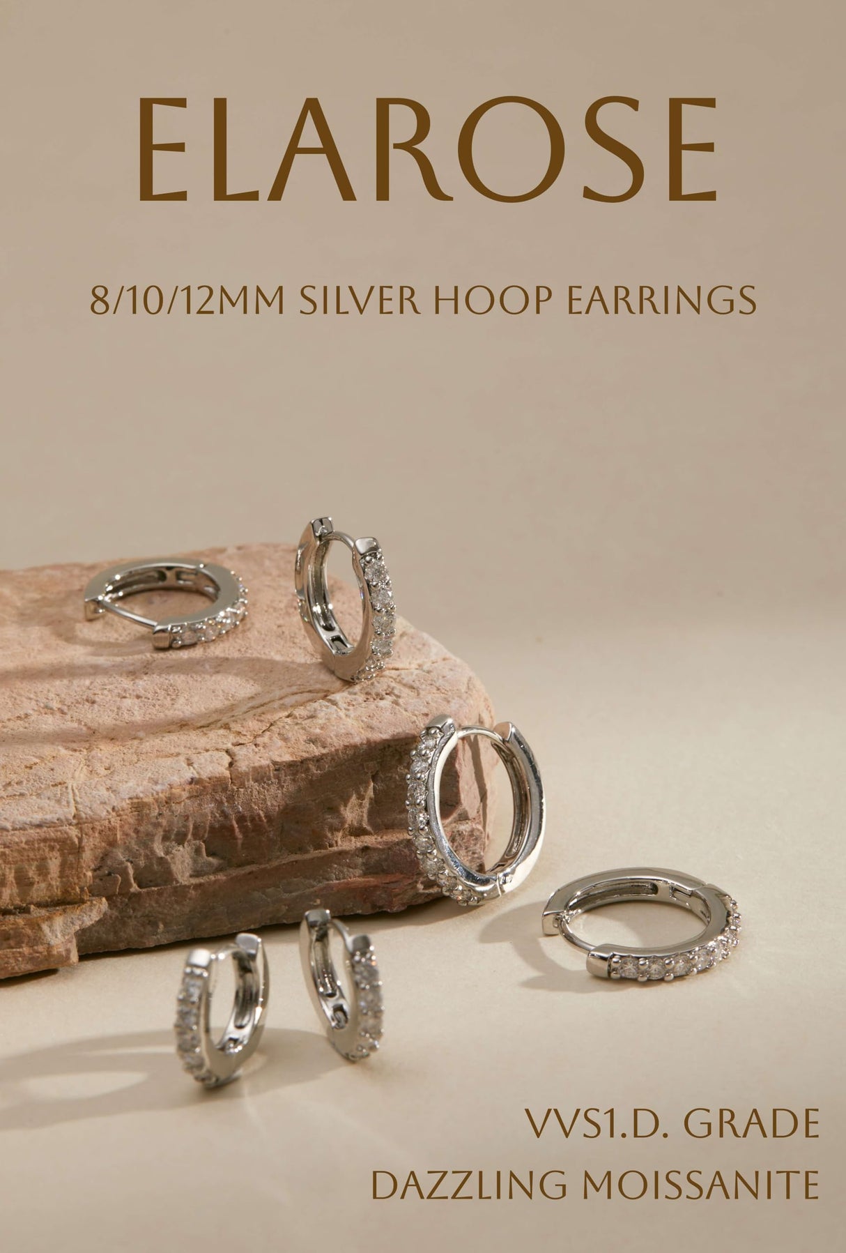 Moissanite Hoop Earrings for Women with Sterling Silver Post, VVS1. D Color