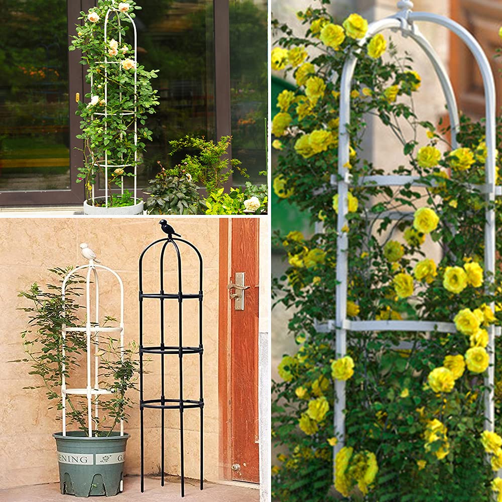 Garden Trellis for Climbing Plants, Rustproof Metal Pipe with Heavy Duty 6ft, Garden Outdoor Indoor Potted Plant Support(White)