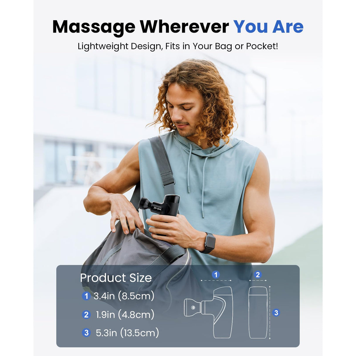 BOB AND BRAD M7 Plus Mini Massage Gun with Heat, Pocket-Sized Heated Deep Tissue Massager, Portable Percussion Muscle Travel Massager Gun, Ultra Light Small & Quiet Massage Gun, FSA and HSA Eligible