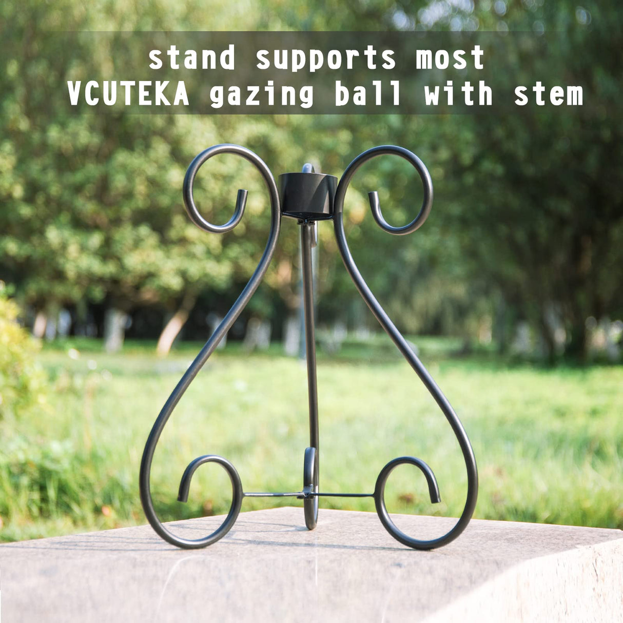 VCUTEKA Gazing Ball Stand, Metal Gazing Globe Stand for 10-12 Inch Garden Gazing Globe, Indoor/Outdoor Display Stand Décor Accessories, Black 16" H