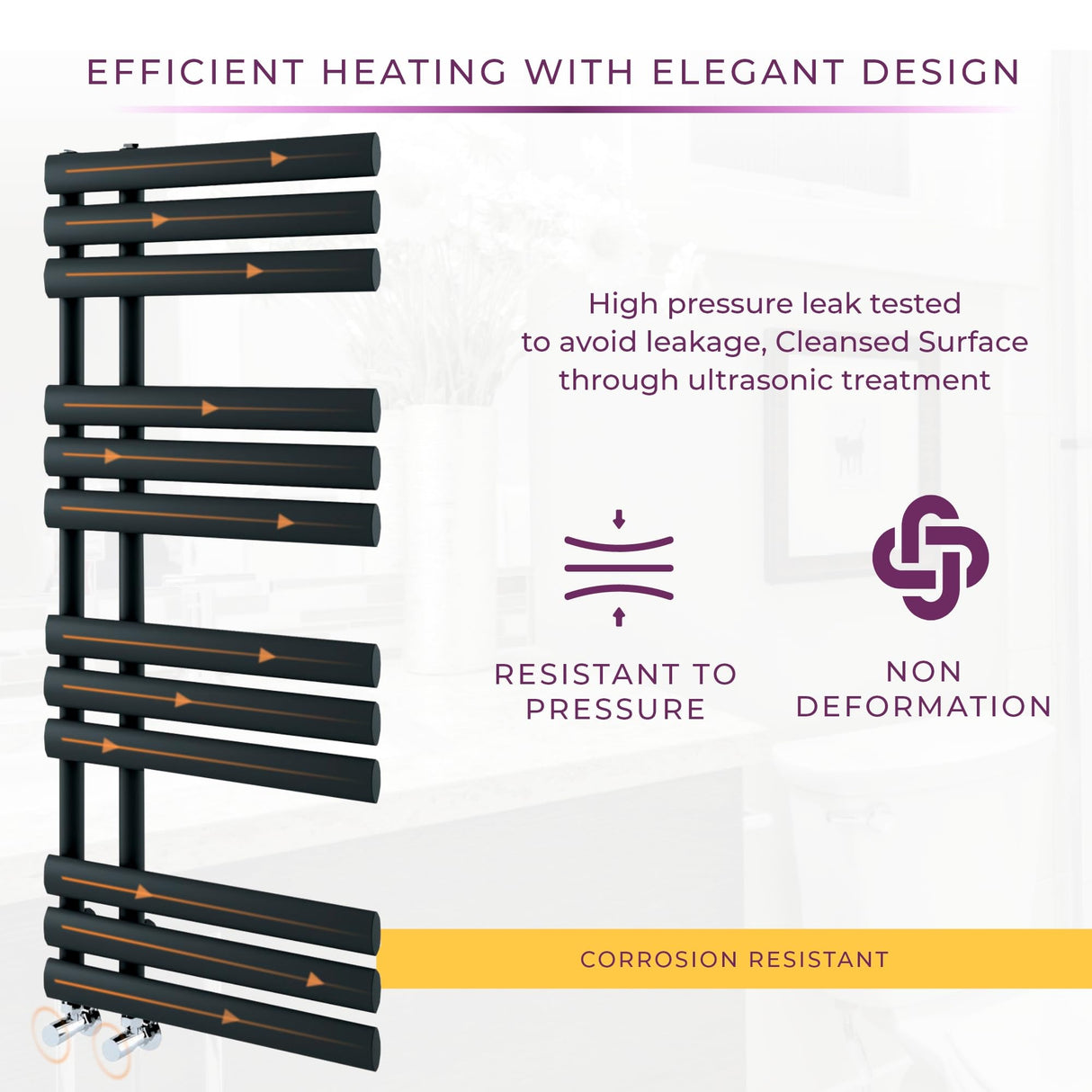 Go Bathrooms Black Towel Radiator 1130 x 500 Heated Towel Rail Vertical Designer Bathroom Radiator Heated Ladder Rail Central Heating