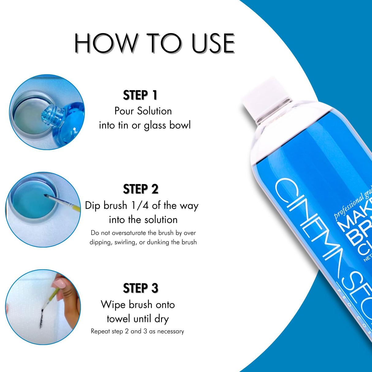 Cinema Secrets Original Blue Vanilla Makeup Brush Cleaner Solution & Spray Combo - Professional Cleanser for Makeup Brushes - Quick-Drying & Rinse-Free - Removes Built-Up Make Up (16 fl oz & 2 fl oz)
