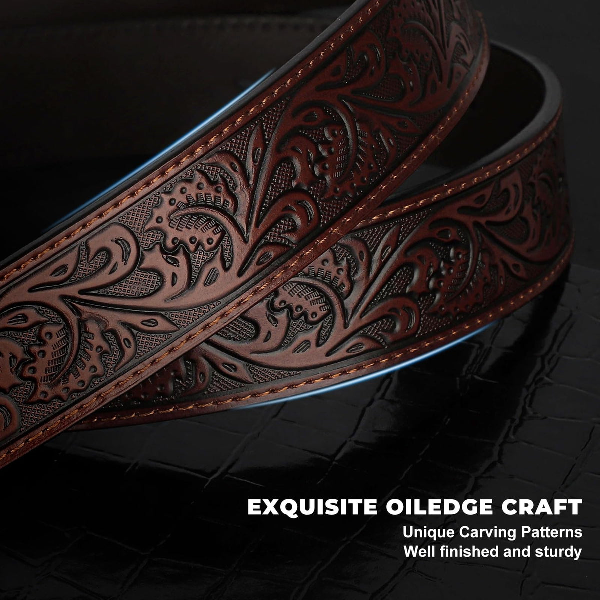 BELTROAD Western Leather Buckle Belt for Men Women Cowgirl Cowboy Belt Gift