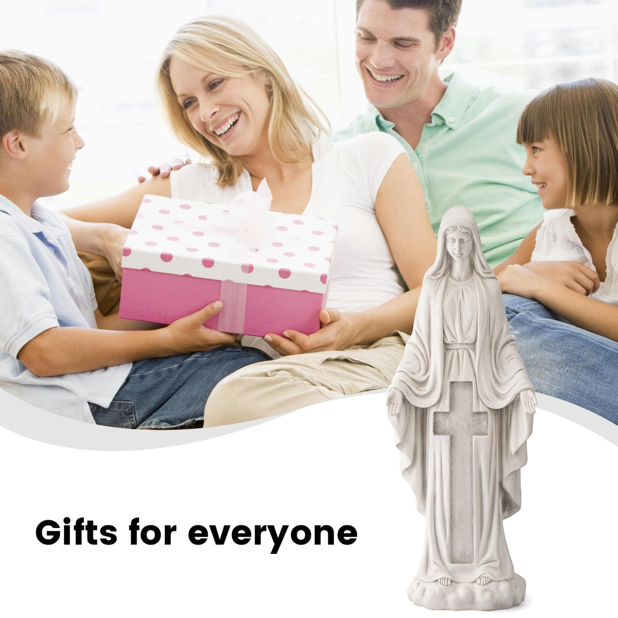 VChymm Solar Virgin Mary Praying Statue 27.9 Inch- Outdoor Religious Garden Decor with LED Lights, Weather-Resistant Magnesium Oxide Sculpture for Yard, Patio, Entryway (White Solar Virgin Mary)