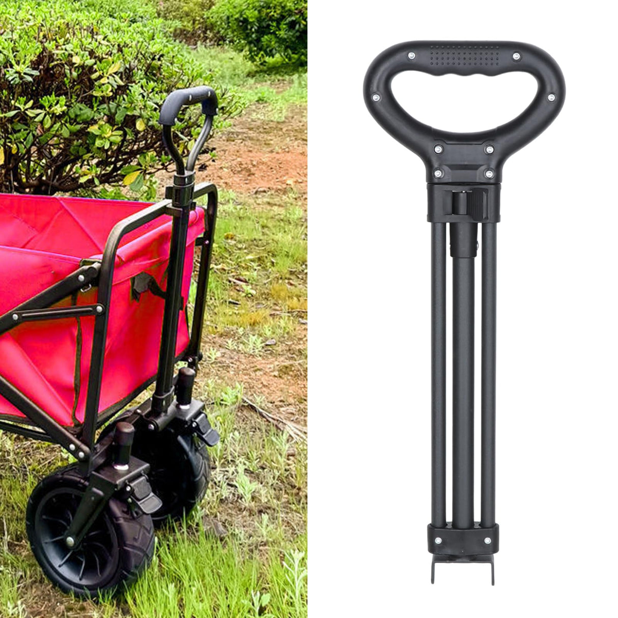 Aymzbd Trolley Pull Handle, Folding Wagon Pull Handle Replacement, Adjustable Shopping Cart Pull Handle for Garden Carts Picnic Carts Beach Park, Style D