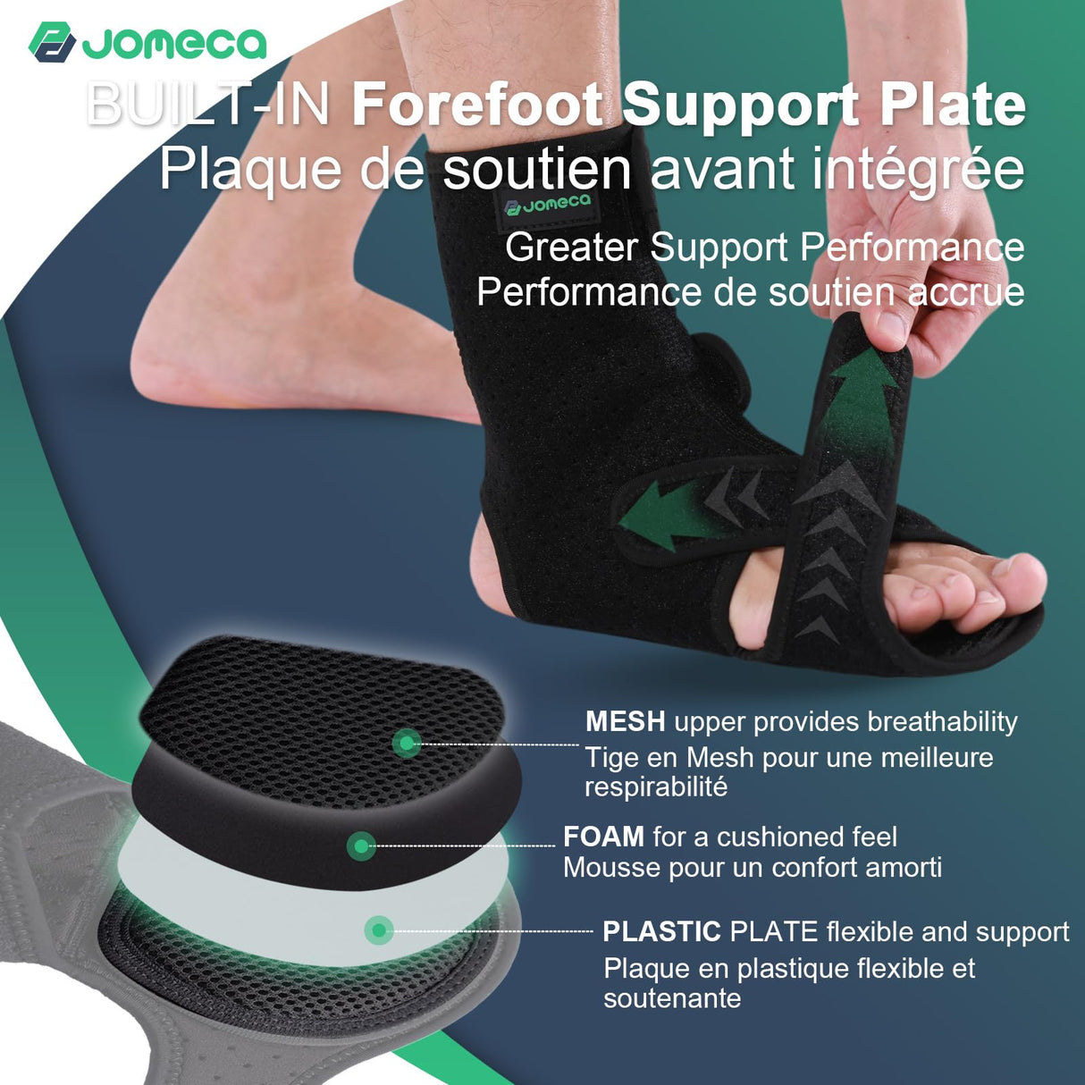 JOMECA Drop Foot Brace with Arch Support, Adjustable AFO Foot Orthosis Brace for Walking, Relieve the Instability of Lower Limbs by MS, TBI, Stroke, Cerebral Palsy, Fracture FSA or HSA Eligible (Right, X-Large)