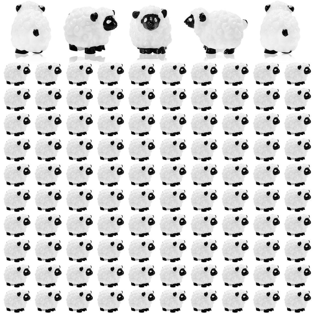 Bbiamsleep 105 Pcs Mini Sheep Figurines Miniature Plastic Sheep Figurines