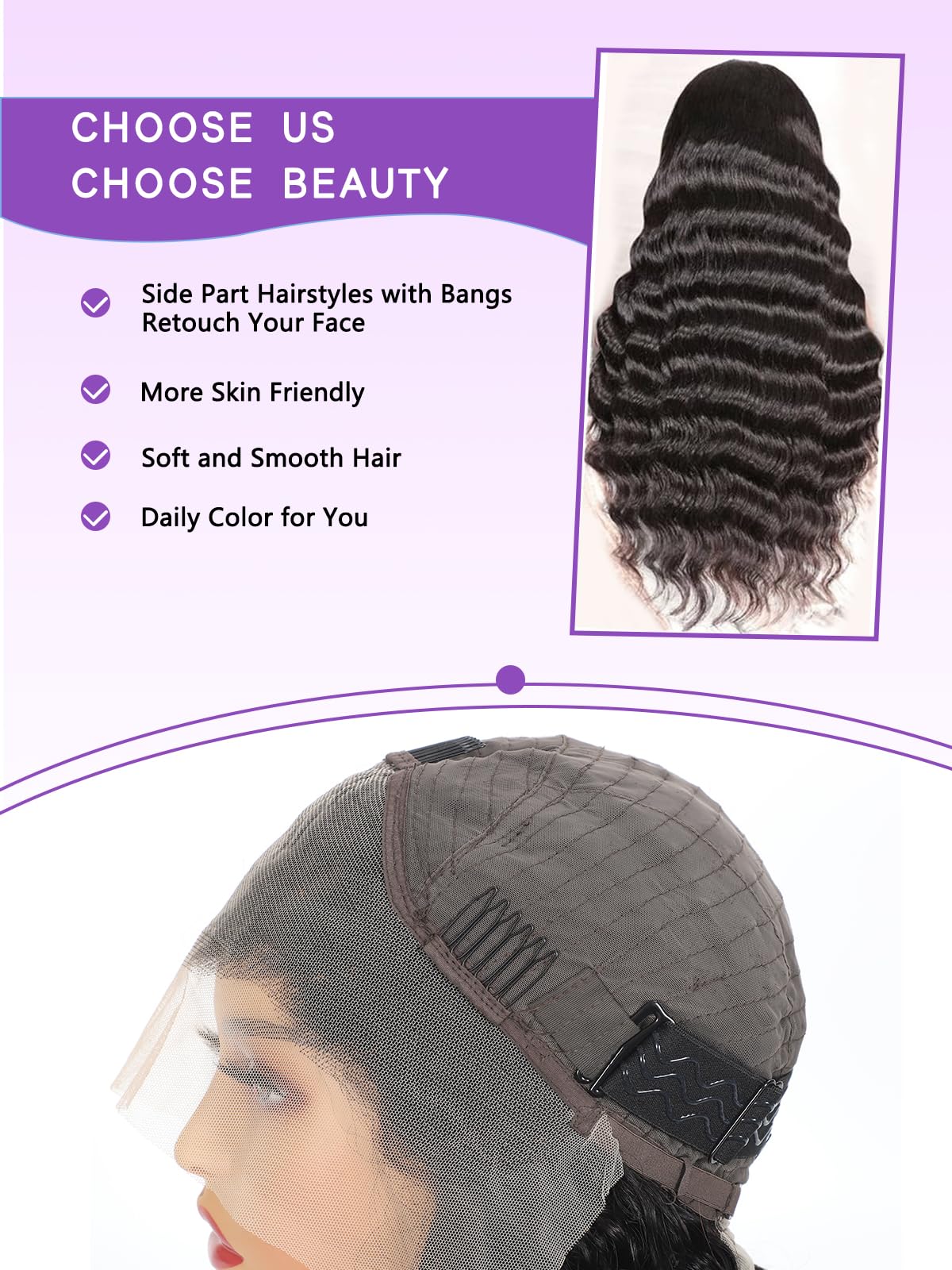 ALYOGA Deep Wave Lace Front Wig 13x6 Soft Remy Virgin Human Hair 200% Density HD Lace Frontal Wigs for Black Women Natural Color Pre Plucked Hairline with Baby Hair 26 inch