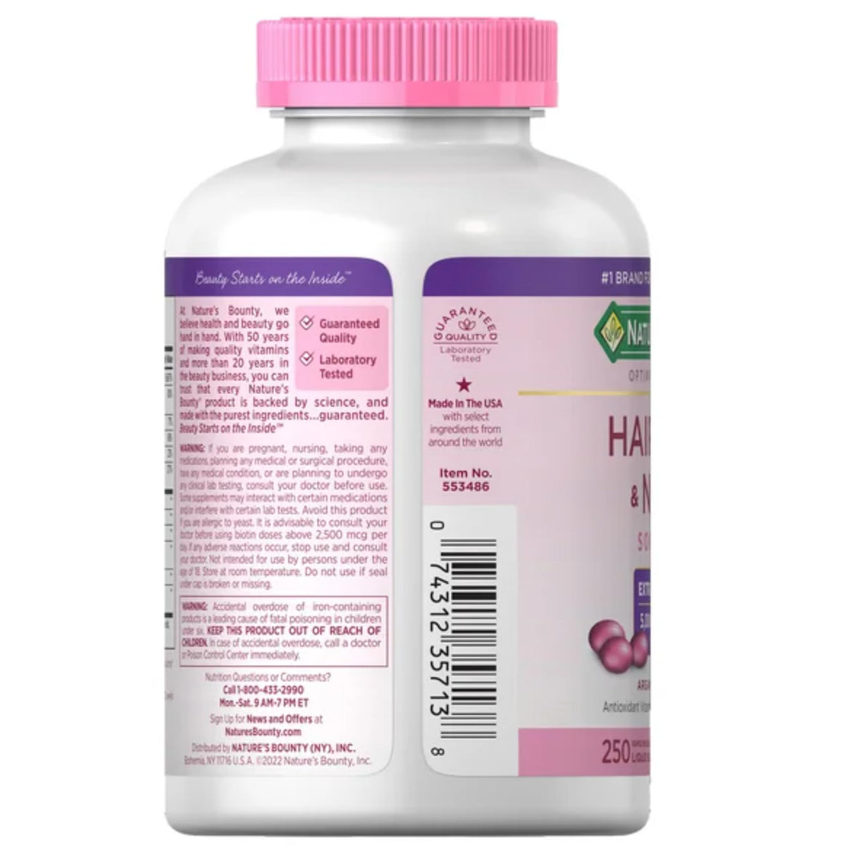 3 Pack Nature's Bounty Hair Skin and Nails 5000 mcg of Biotin - 250 Coated Tablets Extra Strength