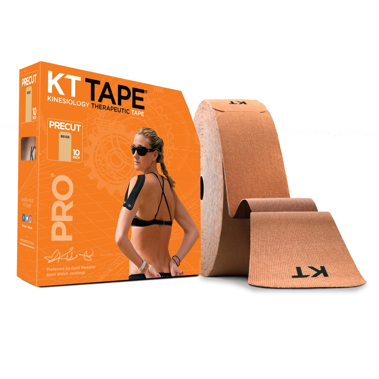 KT Tape, Sports Med, PRO 150 Strip 10", Precut, Stealth Beige