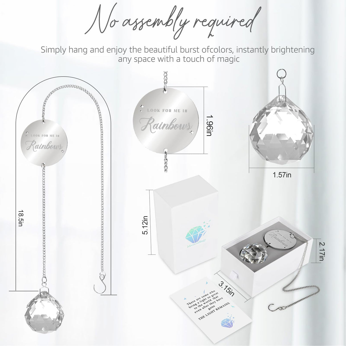 Mooncraftlogy Memorial Gifts for Loss of Loved One, Unique Sympathy Idea, Clear Crystal Ball Grief Suncatcher, Rainbow Bereavement Box for Mom Dad Husband Son Daughter