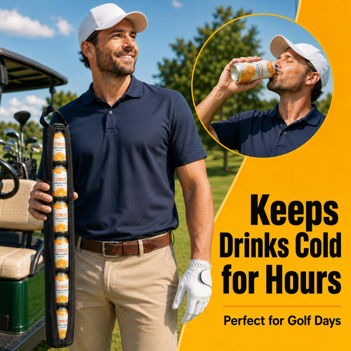 Ice Pucks for Beer Sleeve (7-Pack) – Reusable Leak-Proof Ice Packs for Golf Cooler Bags – Can Shaped Freezer Discs – Keeps Cans Cold for Hours – Fits Most Beer Sleeves – Golf Gifts for Men