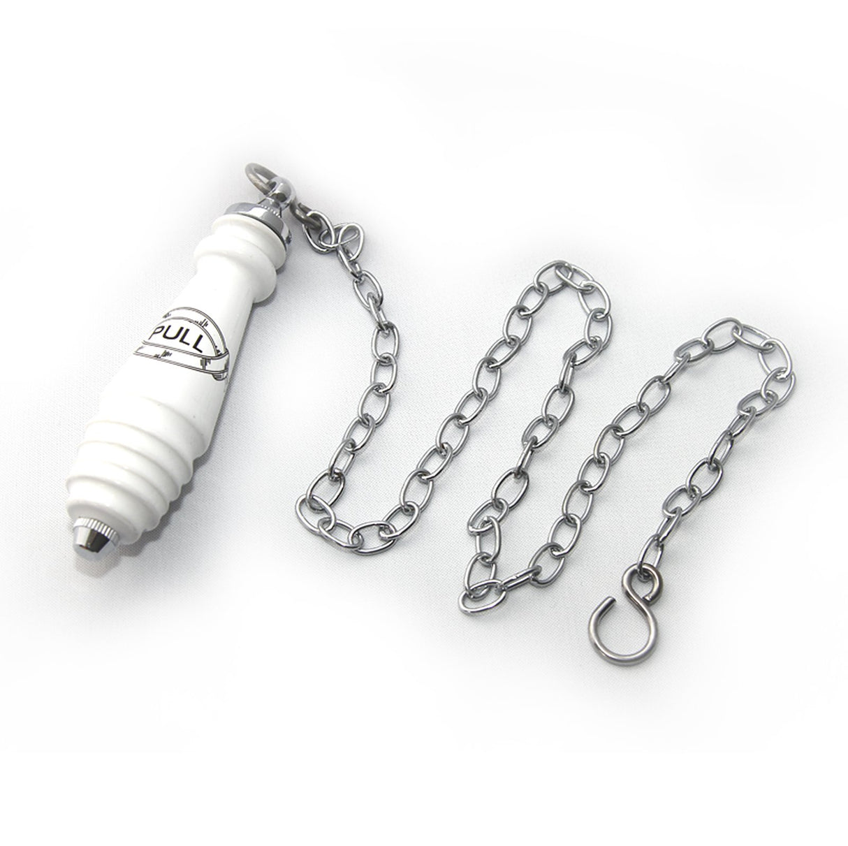 Victorian traditional ceramic and chrome flush pull for high level cistern