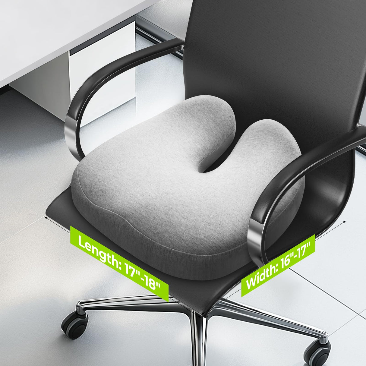 AUVON Seat Cushion for Tailbone Pain Relief with Dual-density Memory Foam for Ideal Support and Softness, Ergonomic Office Chair Cushion for Long Sitting, FSA HSA Eligible, Butt Pillow for Desk Chairs