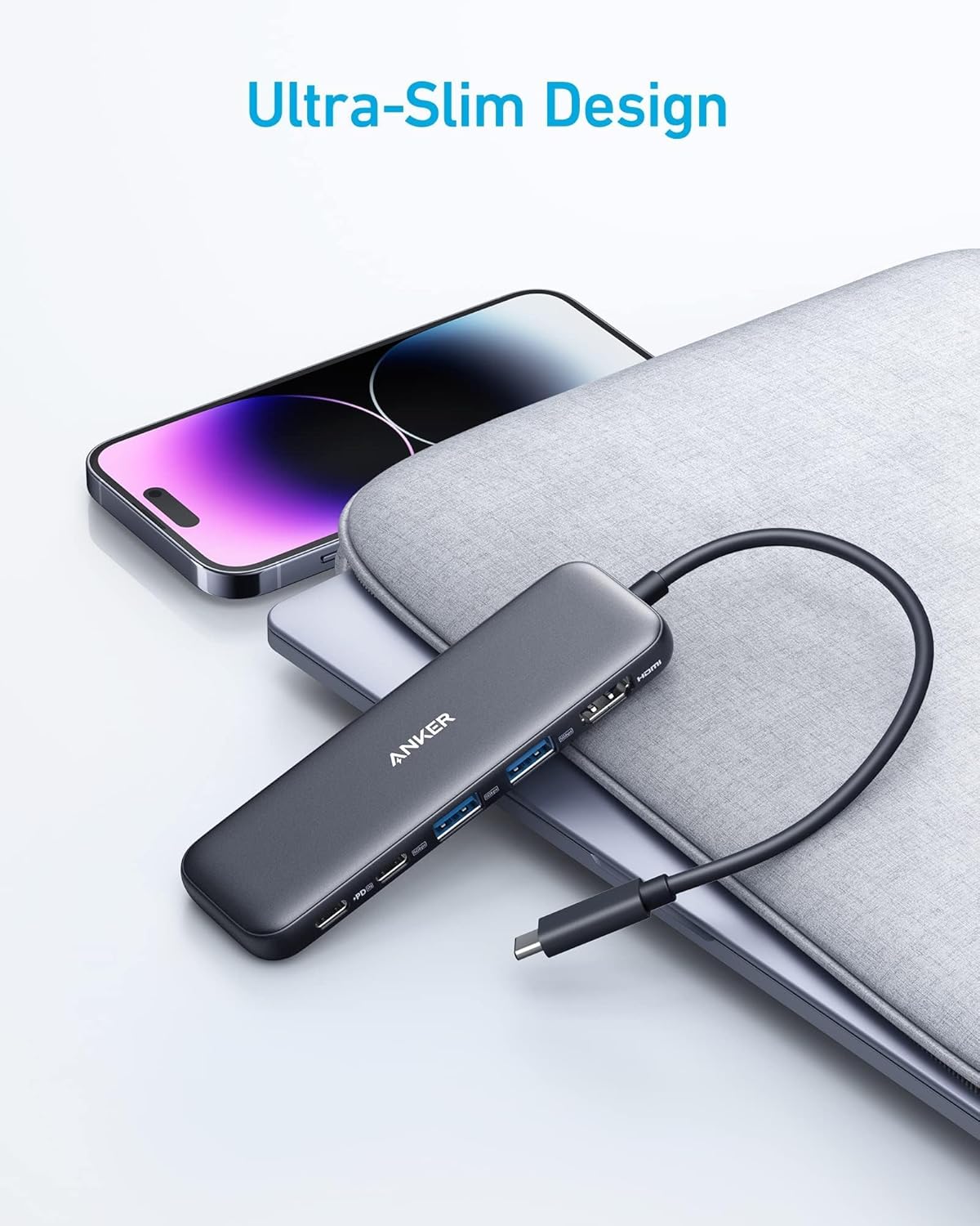 Anker Hub USB C, divisor USBC a HDMI 5 en 1 con pantalla 4K, 1 puerto USB-C de 5 Gbps alimentado y 2 puertos de datos USB-A 3.0 de 5 Gbps para MacBook Pro, MacBook Air, Dell y más