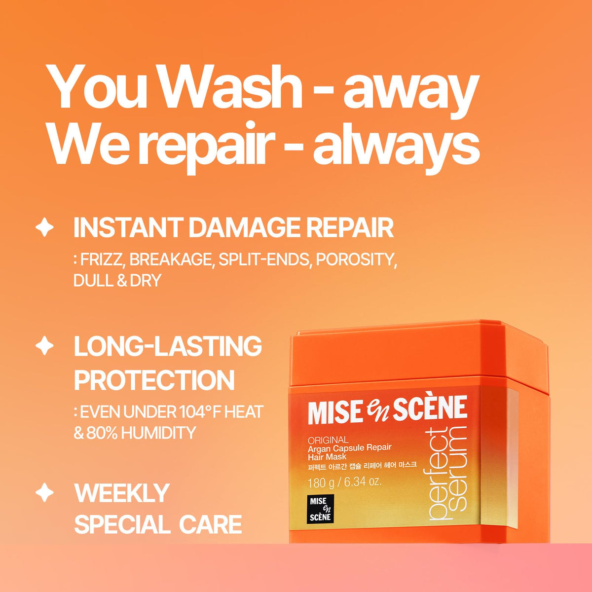 Mise En Scene Argan Oil Repair Hair Masks, Protein, 6.34 Fl. Oz.