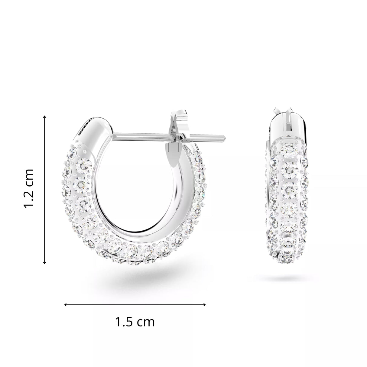 Swarovski Dextera Mini Hoop Women's Earrings, Clear Swarovski Crystals on a Rhodium Finished Setting with Lever Back Closure