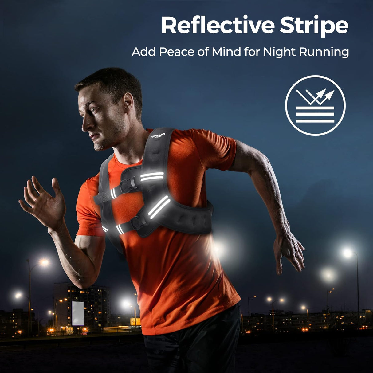 PACEARTH Weighted Vest, 6lb/12lb/16lb/20lb/25lb/30lb Weight Vest with Reflective Stripe, Body Weight Vests Adjustable for Men, Women Workout, Strength Training, Running, Walking, Jogging