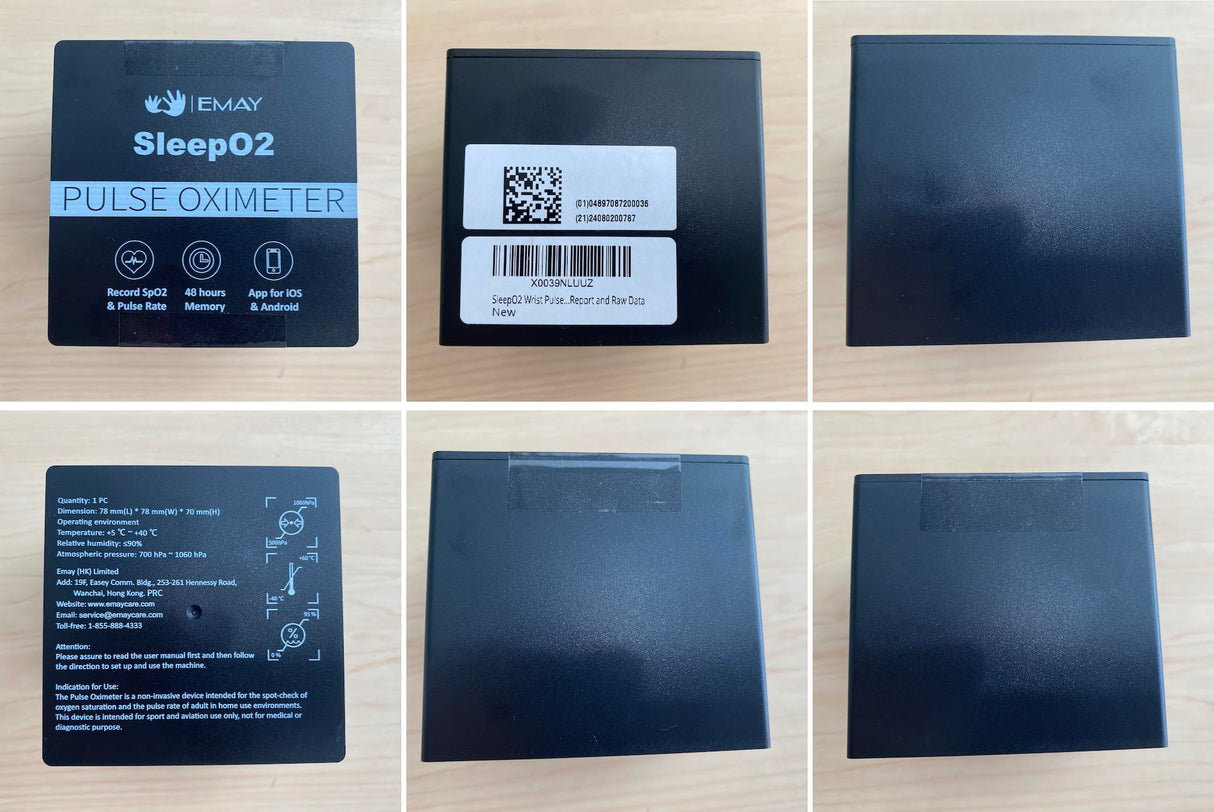 SleepO2 Wrist Recording Pulse Oximeter by EMAY | Continuous Pulse Oximeter to Record Blood Oxygen Saturation and Pulse Rate Overnight | Export Sleep Report & Raw Data