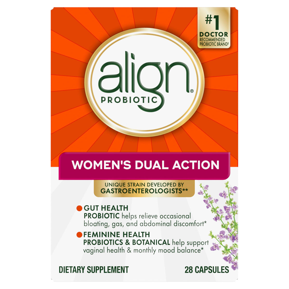Align Probiotic, Womens Dual Action, Vaginal Probiotics for Women, Womens Probiotic for Vaginal Health Support, with Probiotics for Digestive Health, 28 Probiotic Capsules