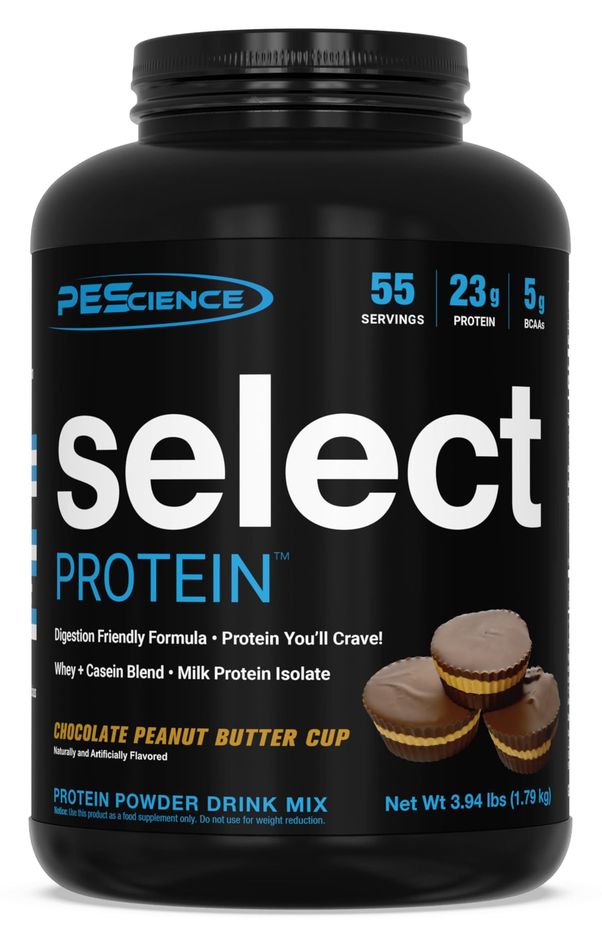 PEScience Select Protein Powder, Whey and Casein Blend, Clean Protein Powder for Women and Men, Low Calorie, Low Carb, Keto Friendly, Gluten Free, Chocolate Peanut Butter Cup, 55 Servings