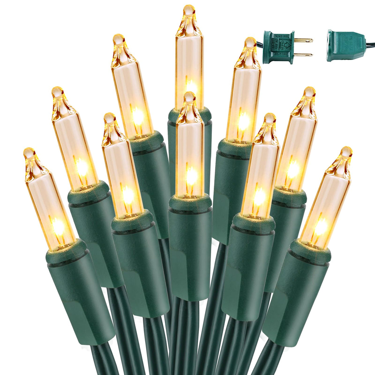 BrizLabs Clear Christmas Lights Outdoor 300 Count Incandescent Light String