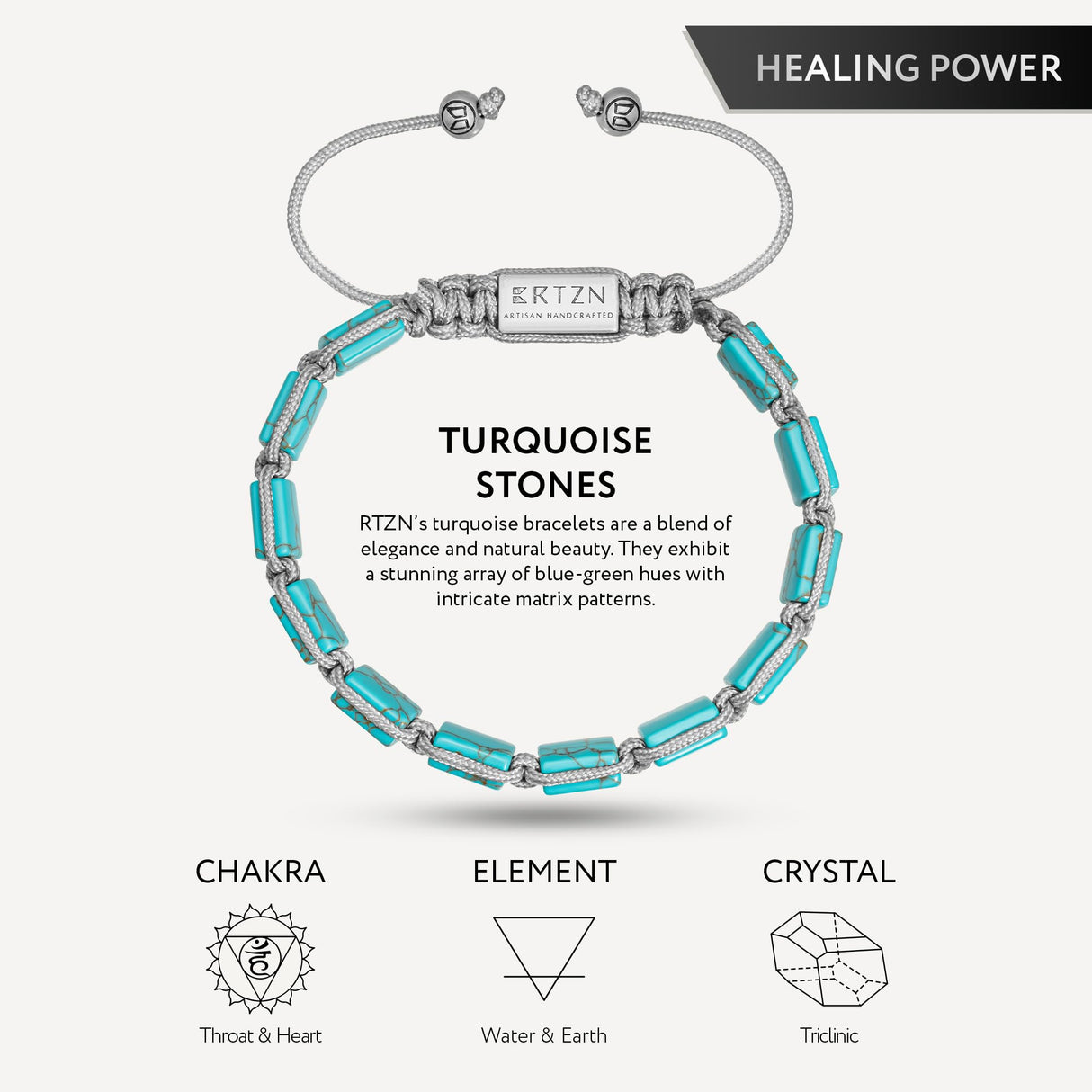 RTZN® Mens Turquoise Bracelet – Premium Handcrafted Western Turquoise Bracelets for Men And Women – 8MM Flat Bead Adjustable Turquoise Beaded Bracelet (Havana)