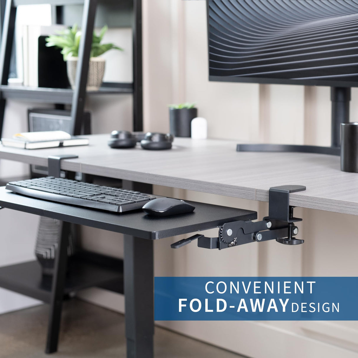 VIVO Large Clamp-on 27 (33 Including Clamps) x 11 inch Computer Keyboard and Mouse Tray with 12 Setting Swinging Height Adjustment, Platform Drawer for Typing, Black, MOUNT-KB08V