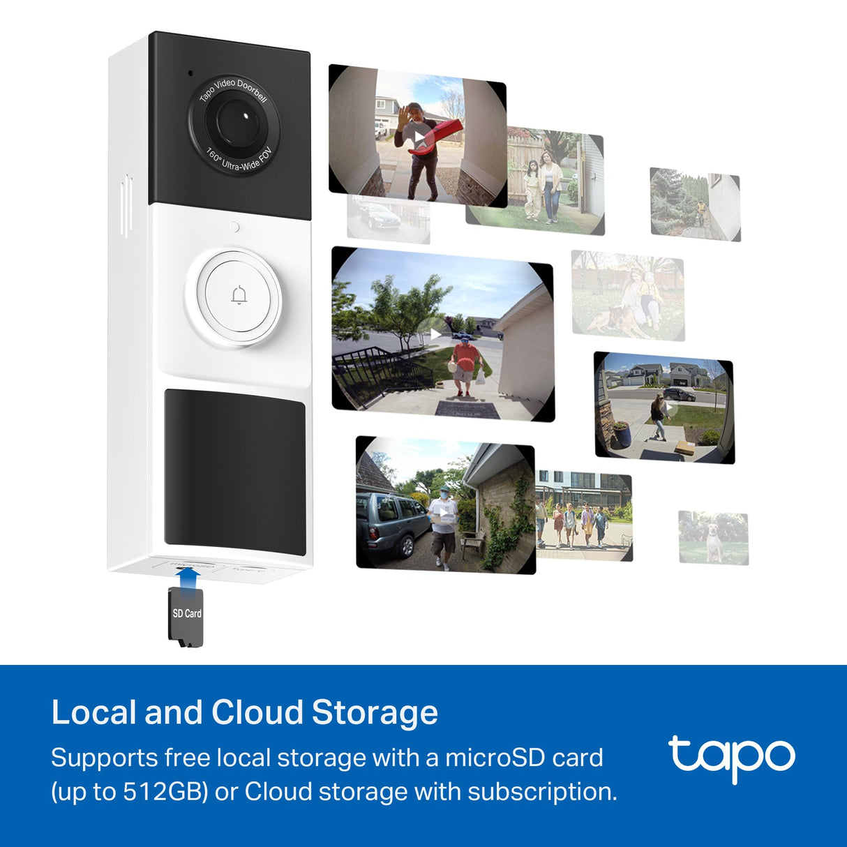 Tapo 2K Wireless Smart Video Doorbell with Chime - 160° Ultra-Wide View,Person Detection, Ring Call, 2-Way Audio, Subscription-Free Local Storage/Optional Cloud, Motion Only Alert, D210