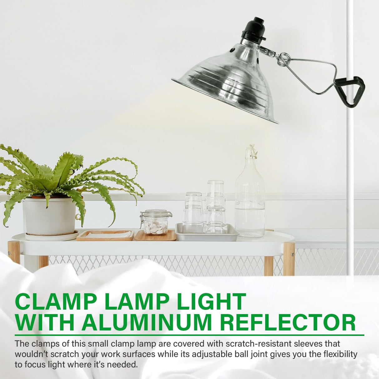 Simple Deluxe Clamp Light with 8.5 Inch Adjustable Aluminum Reflector, Suit for E26 Socket Max 150 Watt Lamp (No Bulb Included), 6 Feet 18/2 SPT-2 Cord, 2 Pack