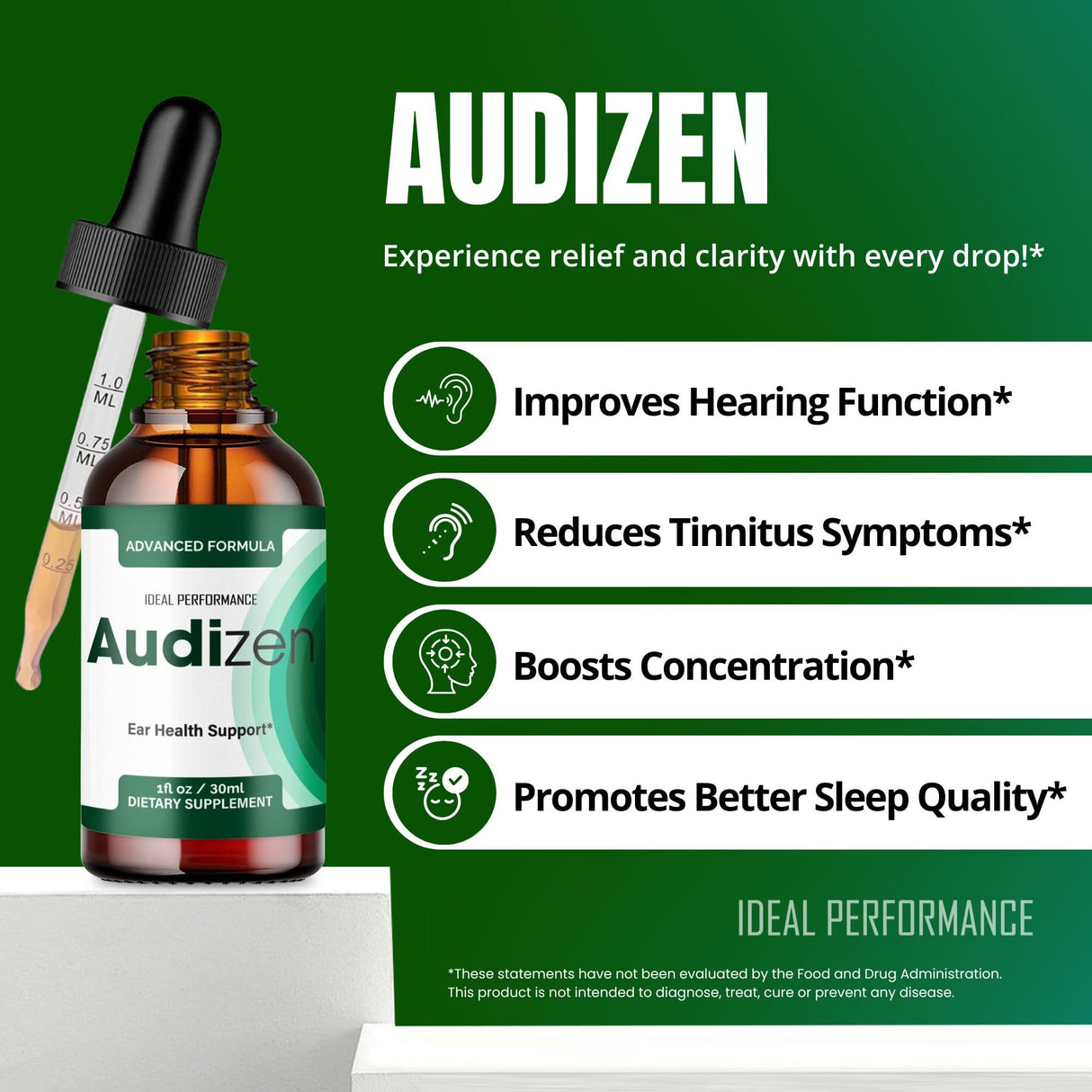 Audizen Tinnitus Drops, Official Audizen Tinnitus Relief for Ringing Ears, Advanced Ear Health Support Supplement Liquid Drops All Natural for Healthy Ringing Ear, Audi Zen Droppers Reviews (1 Pack)