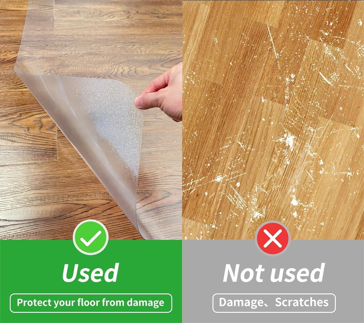 SHAREWIN Large Office Chair Mat for Hard Floors - 59''x47'',Heavy Duty Clear Wood/Tile Floor Protector PVC Transparent by SHAREWIN